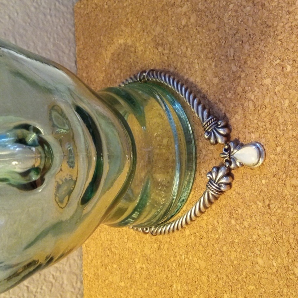Vintage Kabana Sterling/14kt Necklace with Fleur-de-Lis Moonstone Inlay Pendant